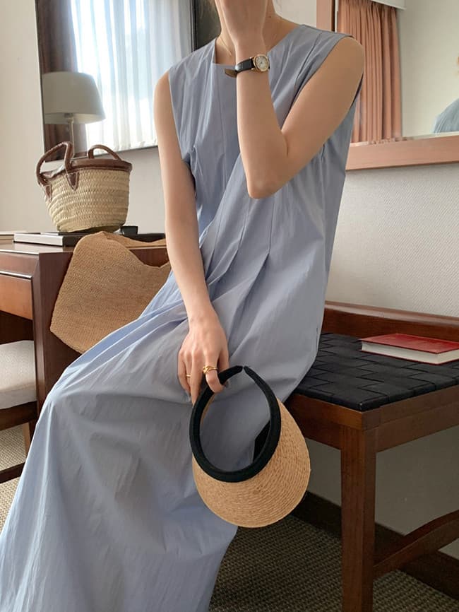 라운드넥 주름 미니멀 원피스 상세 이미지 19