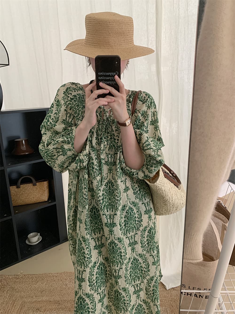 프랑스풍 퍼프소매 오간자 원피스 상세 이미지 1