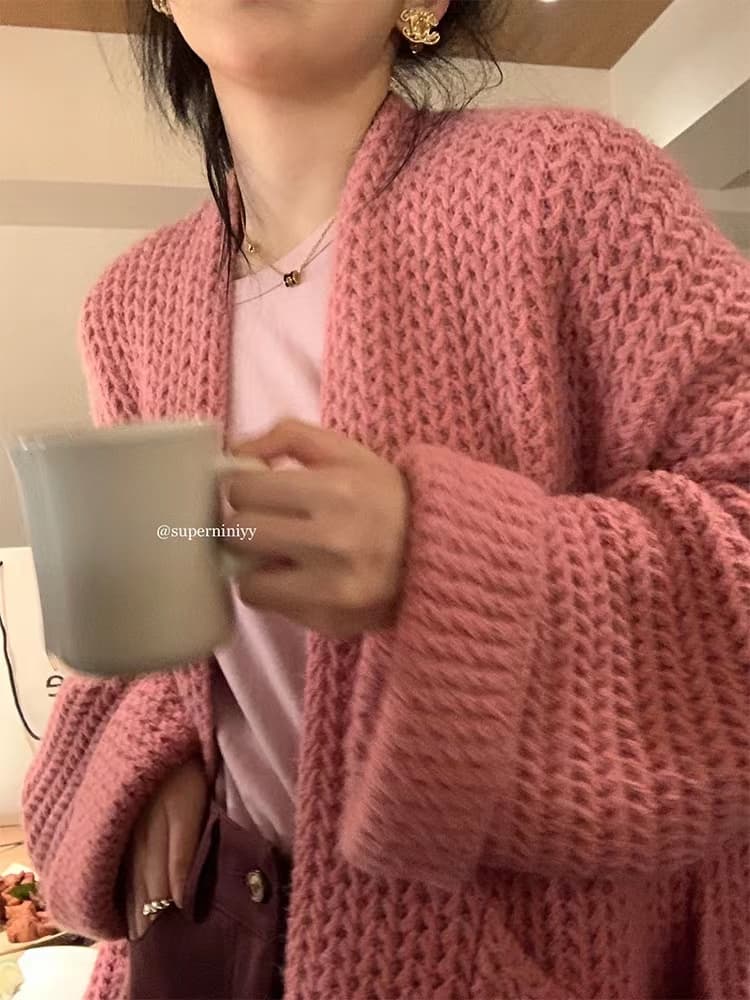 루즈핏 긴소매 가디건 (3color) 상세 이미지 3