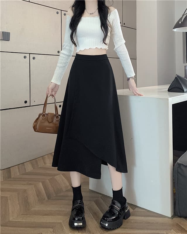 고무줄 허리 루즈핏 A라인 스커트 상세 이미지 5