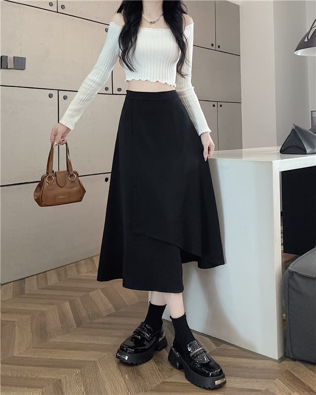 고무줄 허리 루즈핏 A라인 스커트 상세 이미지 6