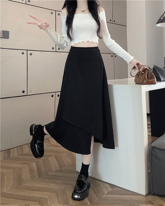 고무줄 허리 루즈핏 A라인 스커트 상세 이미지 7