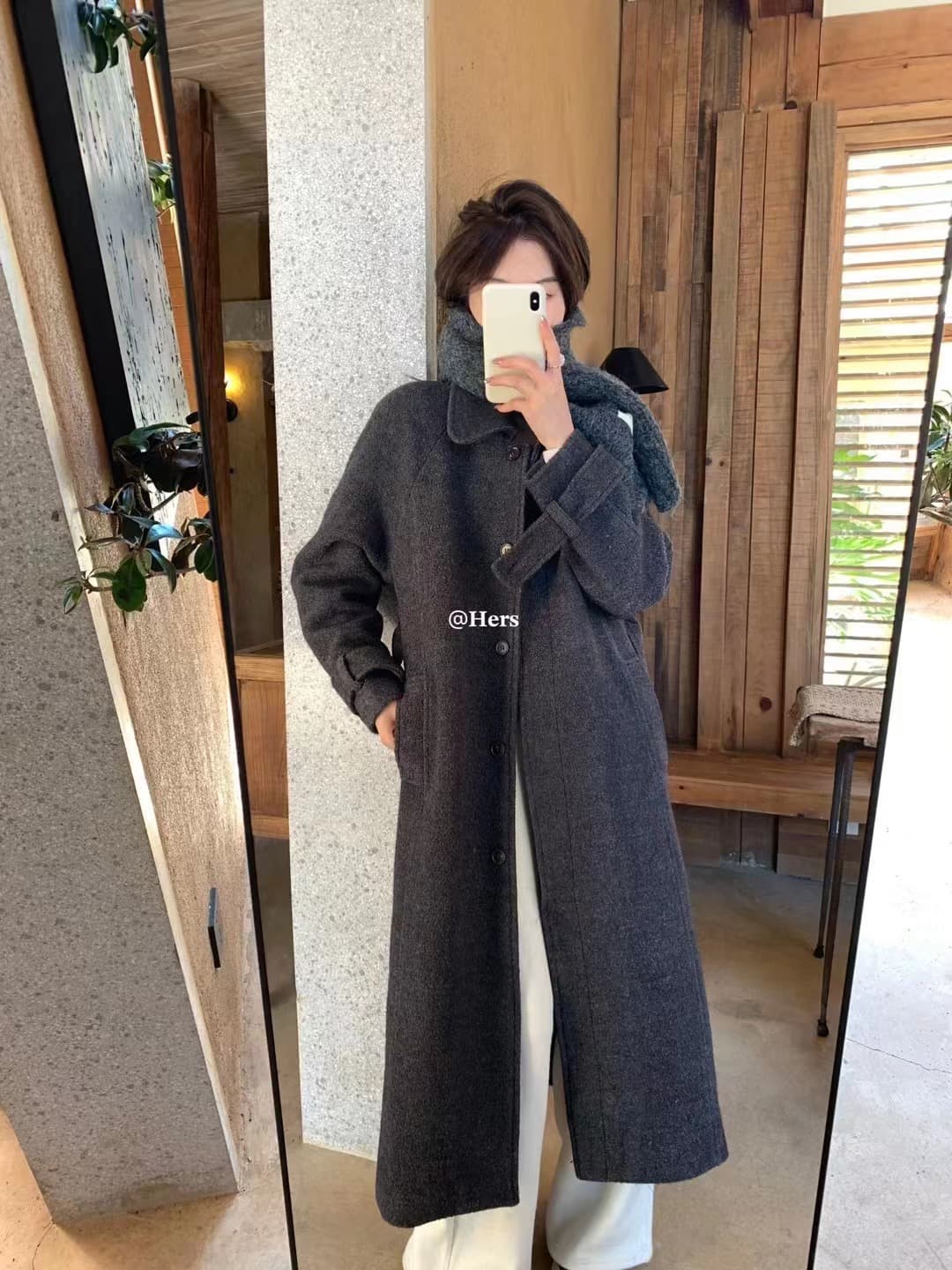 레트로 스탠드 칼라 울 혼방 코트 (3color) 상세 이미지 26