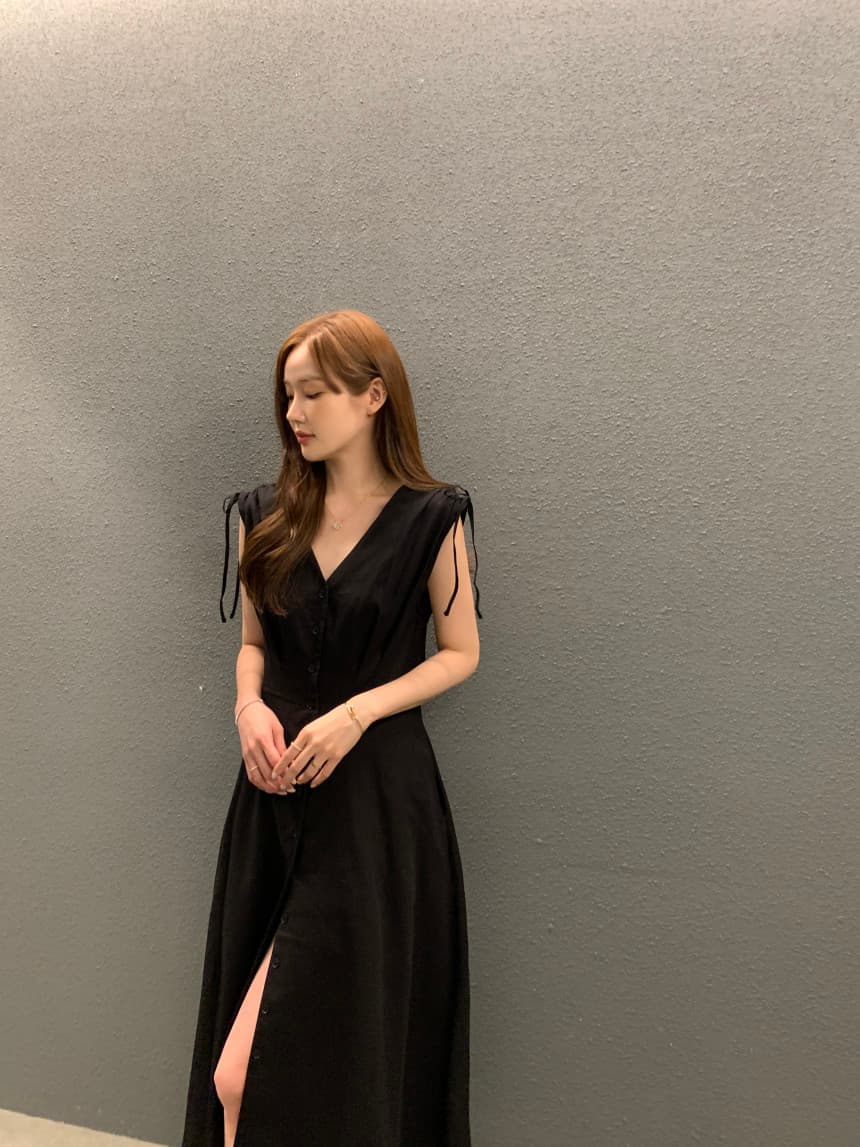 프렌치 무드 V넥 민소매 원피스 상세 이미지 23