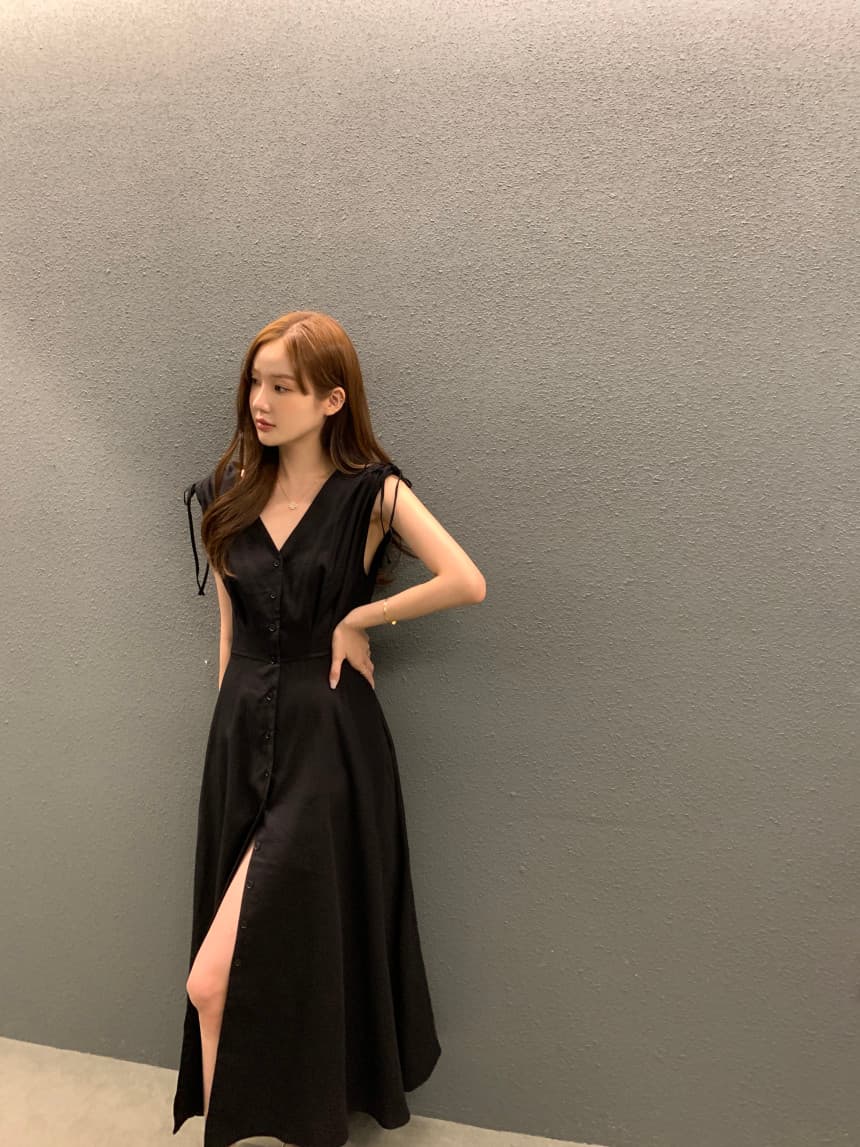 프렌치 무드 V넥 민소매 원피스 상세 이미지 27