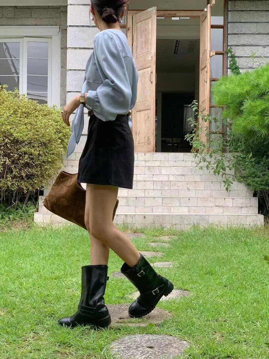 프렌치 스타일 타이 넥 셔츠 (3color) 상세 이미지 27