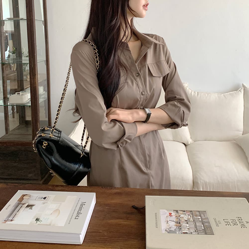프렌치 레트로 끈 디테일 원피스 (3color) 상세 이미지 9
