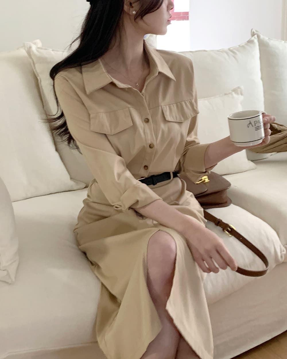 프렌치 레트로 끈 디테일 원피스 (3color) 상세 이미지 31