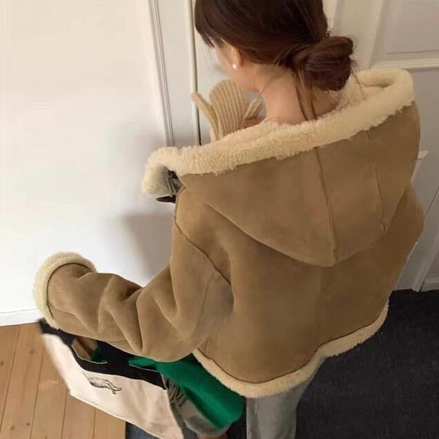 후드 레더 자켓 상세 이미지 8