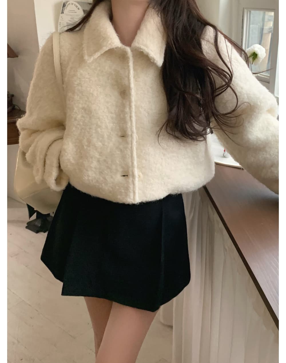 겨울 부클 숏 기장 퀼팅 아우터 상세 이미지 8