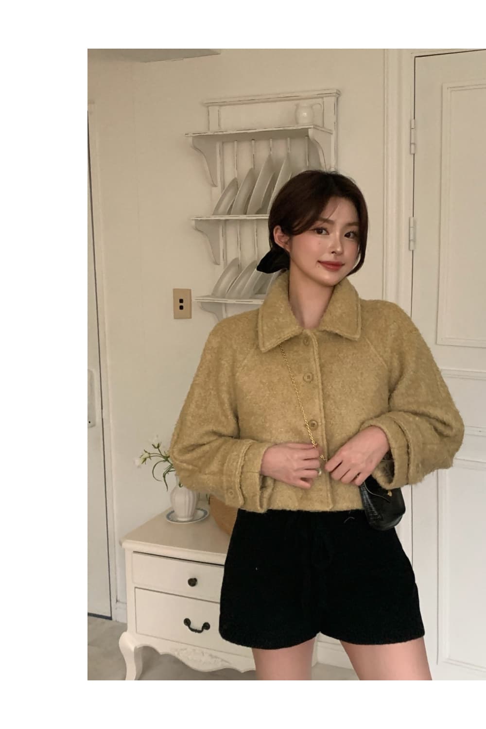 겨울 부클 숏 기장 퀼팅 아우터 상세 이미지 19