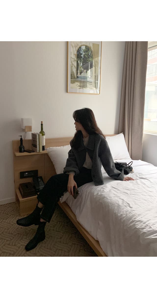 폴드 칼라 단추 울 코트 (4color) 상세 이미지 20