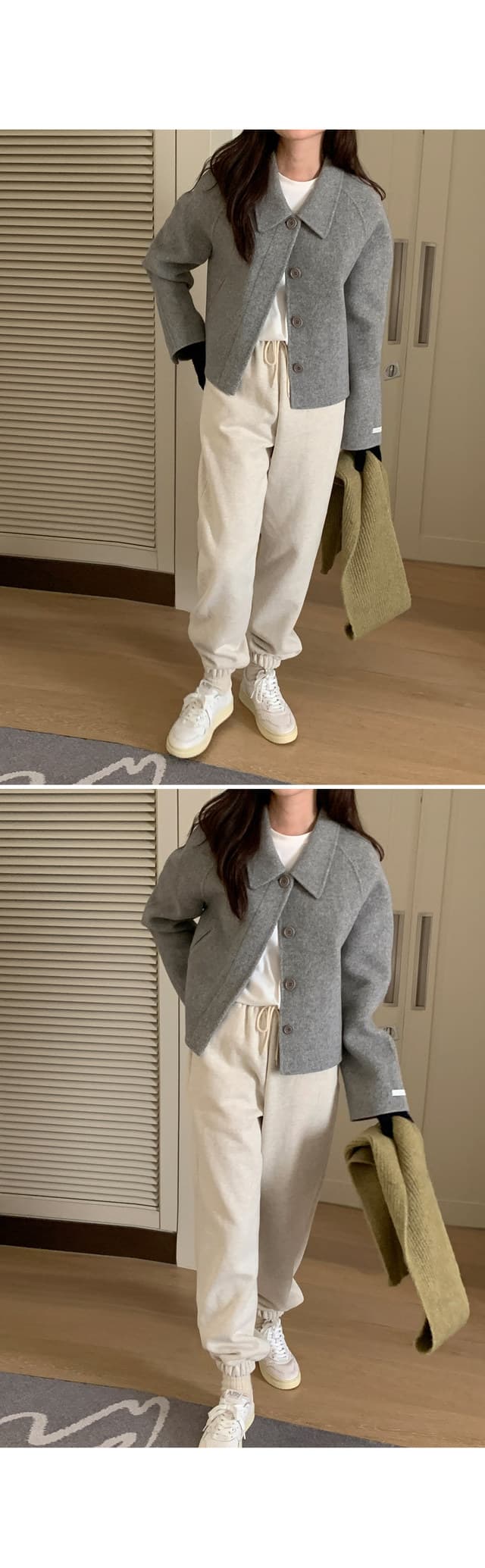 폴드 칼라 단추 울 코트 (4color) 상세 이미지 43