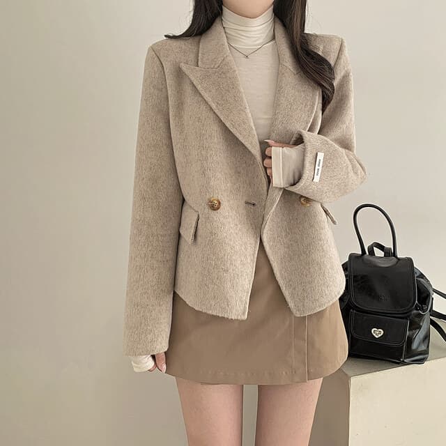 폴드 칼라 더블 버튼 울 코트 (4color) 상세 이미지 1