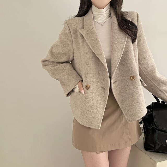 폴드 칼라 더블 버튼 울 코트 (4color) 상세 이미지 2