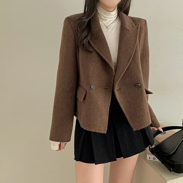 폴드 칼라 더블 버튼 울 코트 (4color) 상세 이미지 8