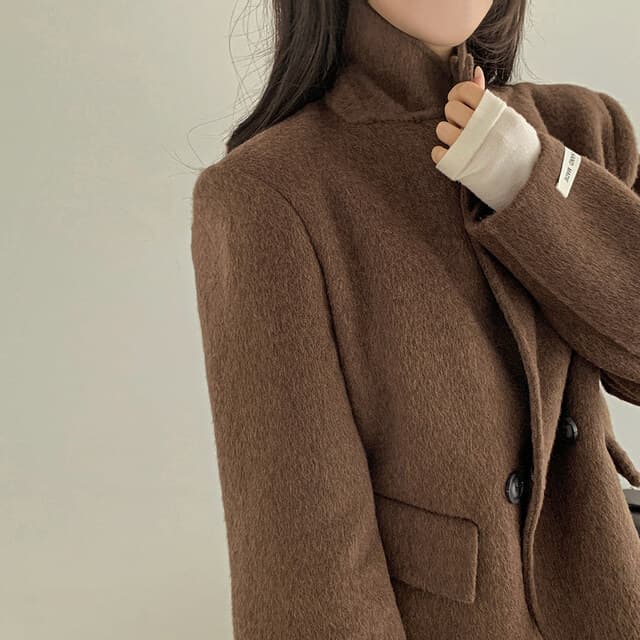 폴드 칼라 더블 버튼 울 코트 (4color) 상세 이미지 11