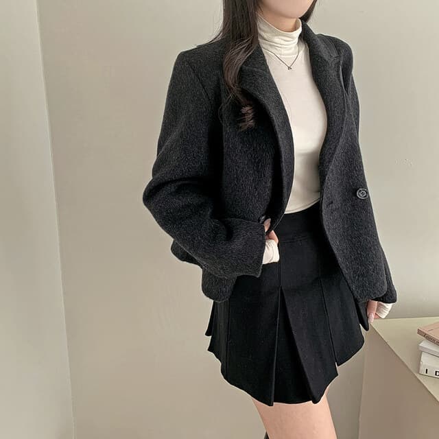 폴드 칼라 더블 버튼 울 코트 (4color) 상세 이미지 18