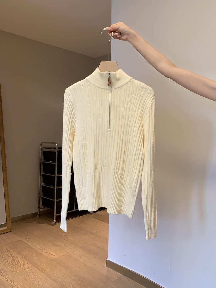 레트로 폴드 칼라 지퍼 니트 세트 (5color) 상세 이미지 1