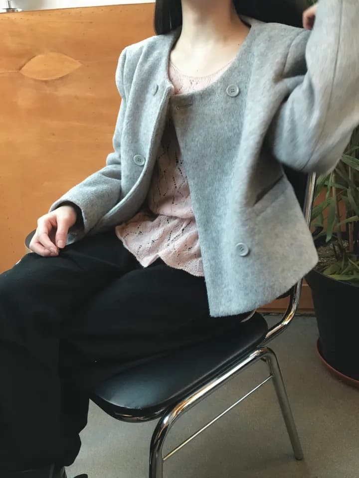 라운드넥 더블 버튼 코트 상세 이미지 23