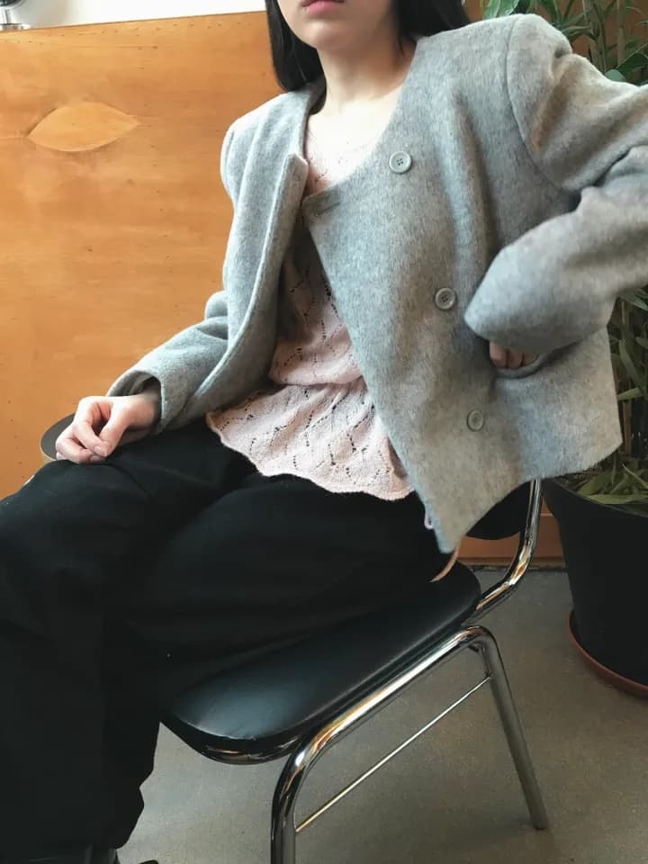 라운드넥 더블 버튼 코트 상세 이미지 25