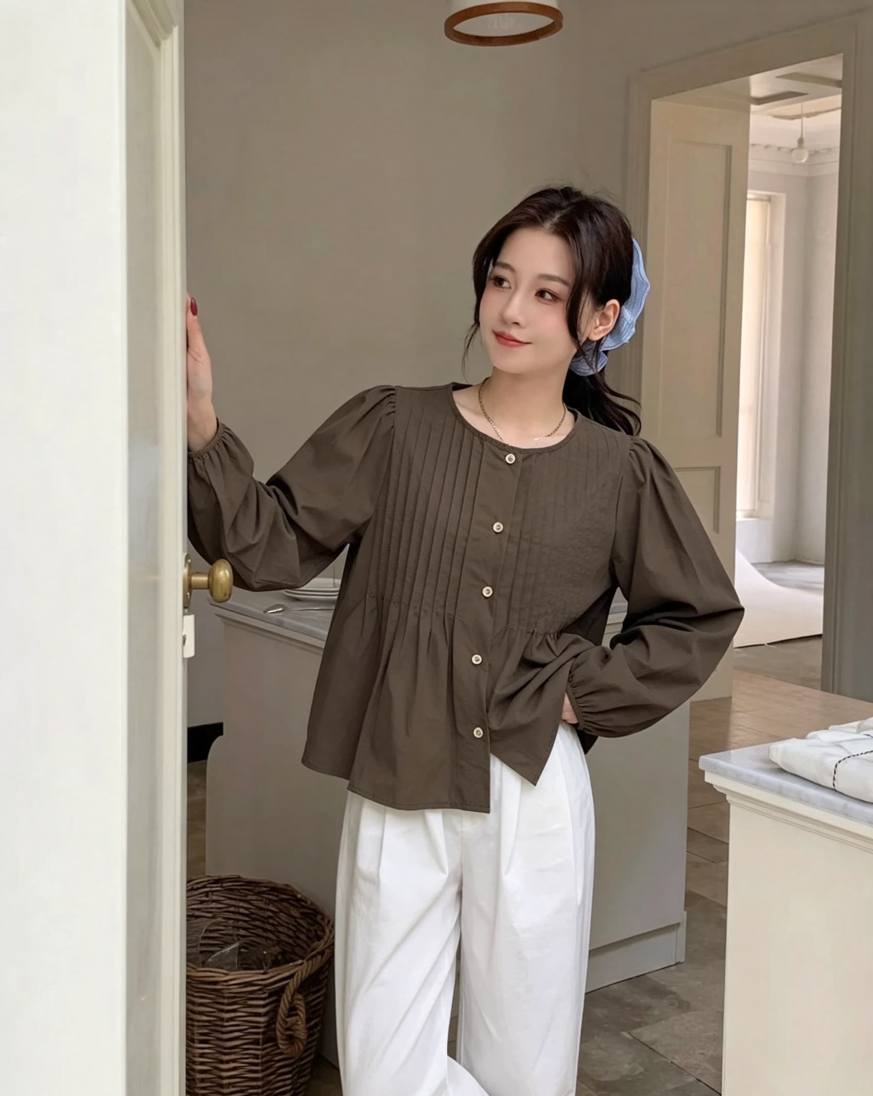 프렌치 셔링 라운드넥 가디건 (4color) 상세 이미지 11