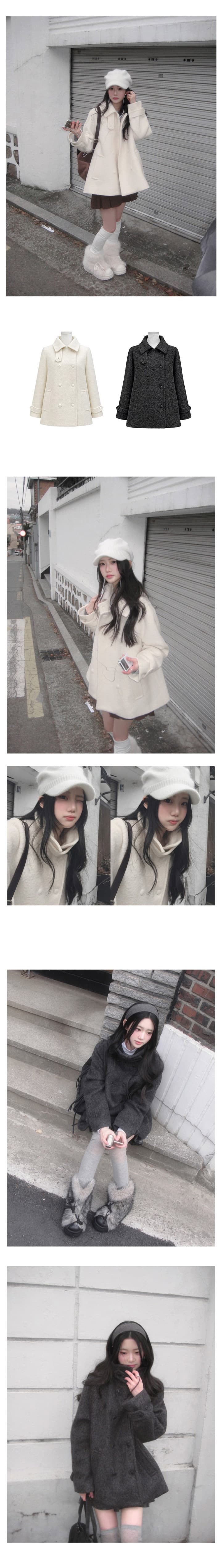 폴드 칼라 퀼팅 두꺼운 코트 상세 이미지 1