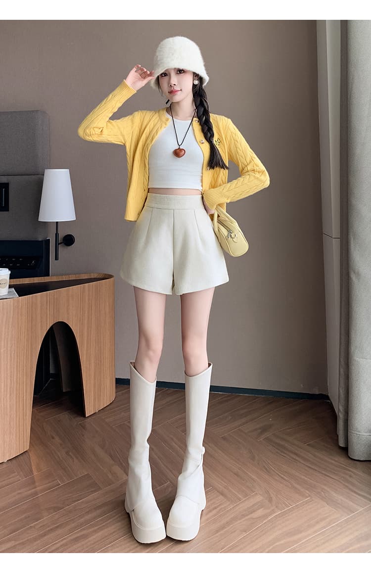 쉐닐 하이웨이스트 와이드 쇼츠 상세 이미지 20