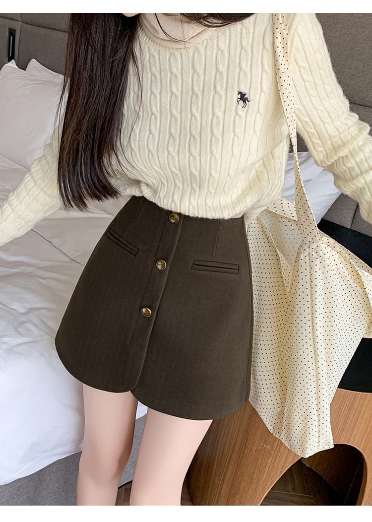 단추 장식 울 스커트 팬츠 (3color) 상세 이미지 14