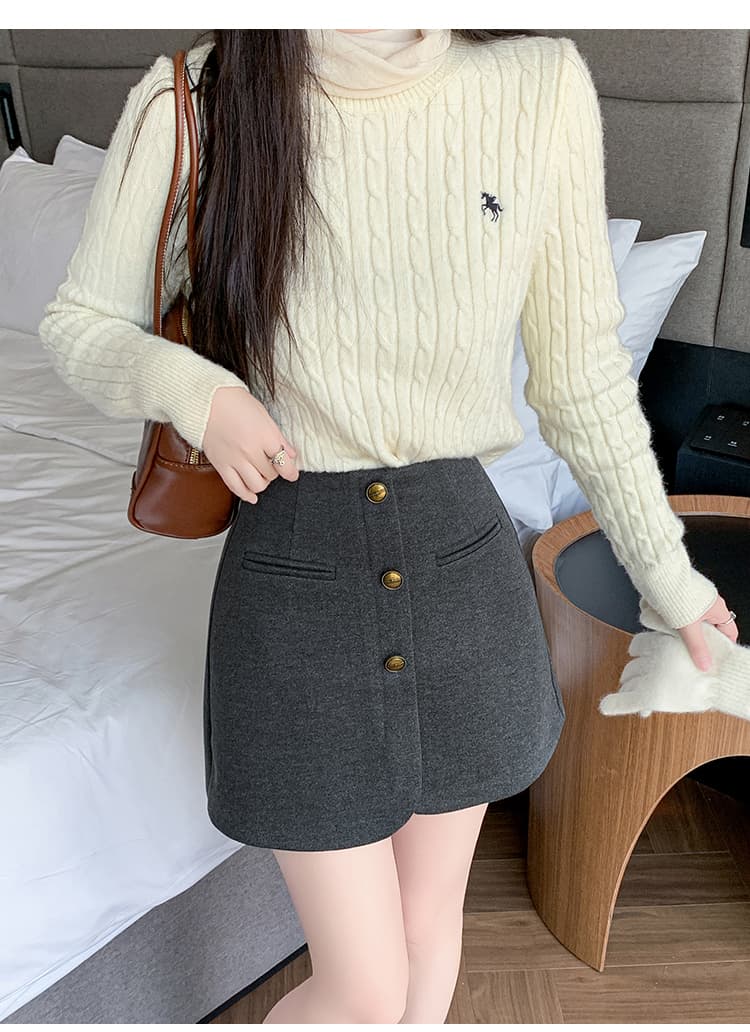 단추 장식 울 스커트 팬츠 (3color) 상세 이미지 27
