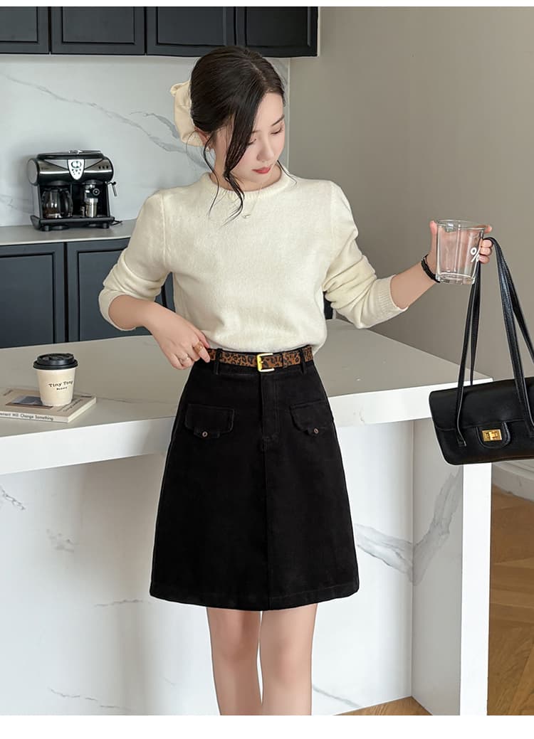 디자인감 패치워크 코듀로이 포켓 미디 스커트 (3color) 상세 이미지 13
