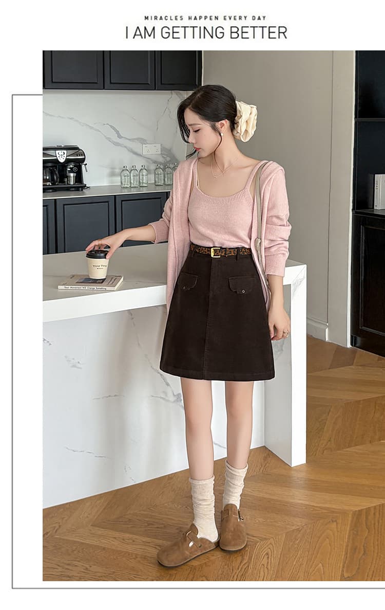 디자인감 패치워크 코듀로이 포켓 미디 스커트 (3color) 상세 이미지 29