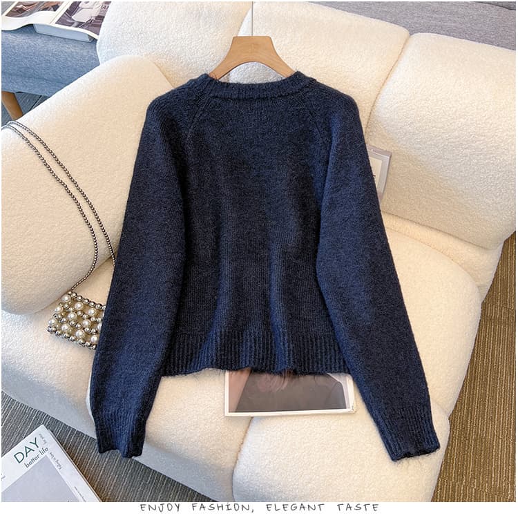 프레피 루즈핏 라운드넥 가디건 (3color) 상세 이미지 20