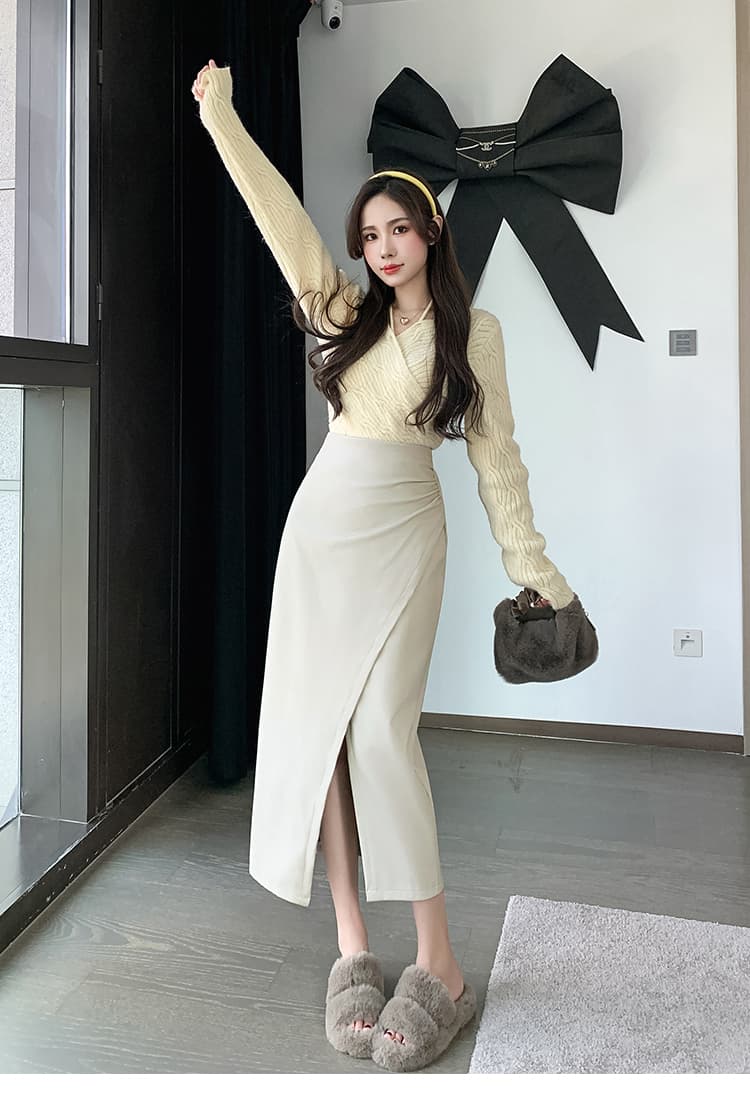 언밸런스 주름 PU 하이웨이스트 미디 스커트 (3color) 상세 이미지 27