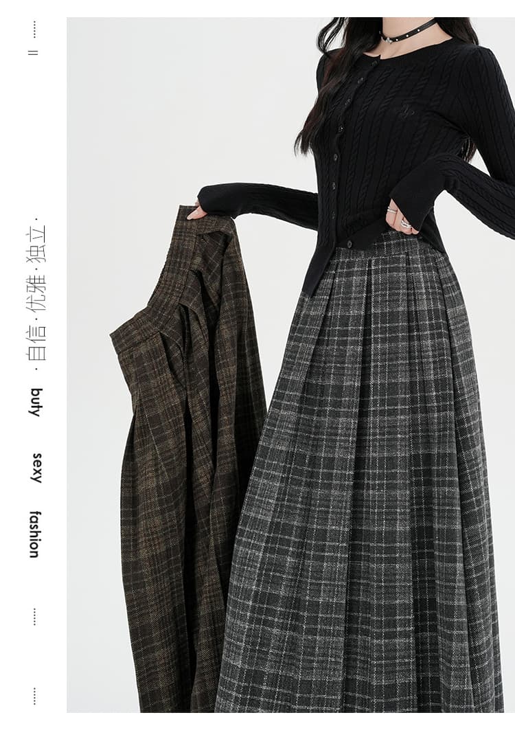 레트로 체크 플리츠 스커트 상세 이미지 26