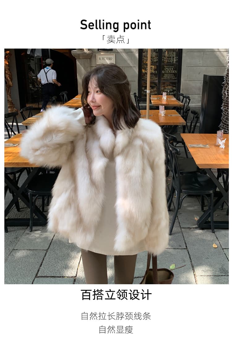 앰버 글로우 레트로 스탠드 칼라 폭스 퍼 자켓 (6color) 상세 이미지 2