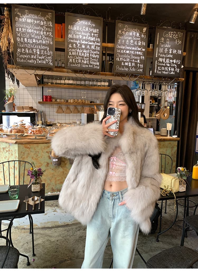 앰버 글로우 레트로 스탠드 칼라 폭스 퍼 자켓 (6color) 상세 이미지 40