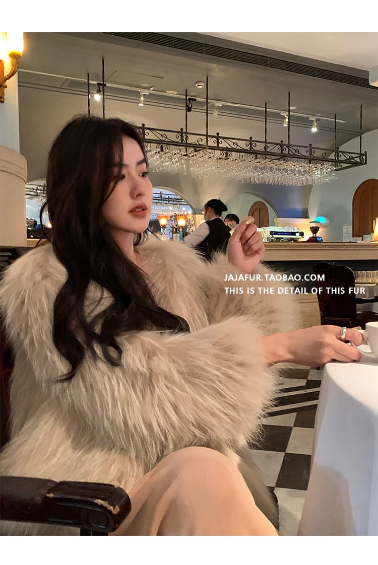 폴드 칼라 모피 아우터 상세 이미지 6
