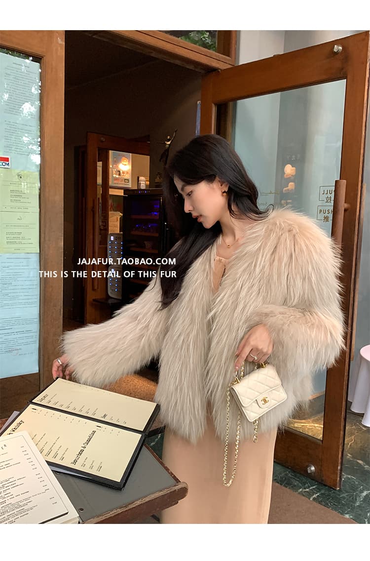 폴드 칼라 모피 아우터 상세 이미지 7