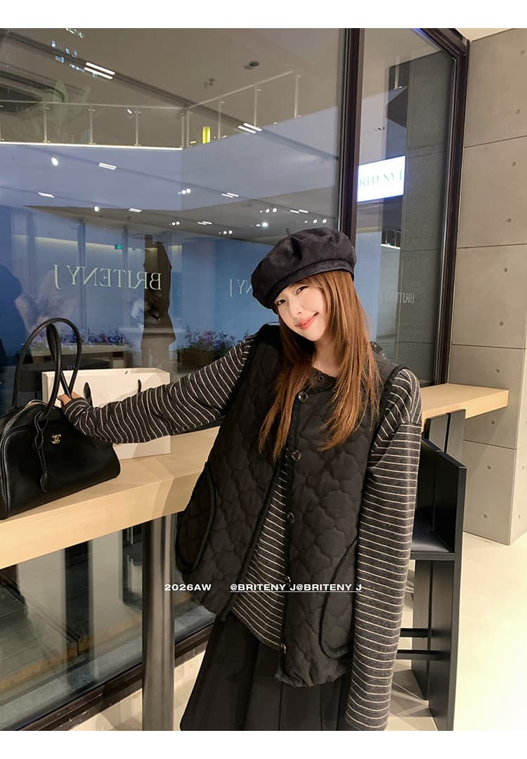 스트라이프 배색 헨리넥 긴소매 티셔츠 상세 이미지 6