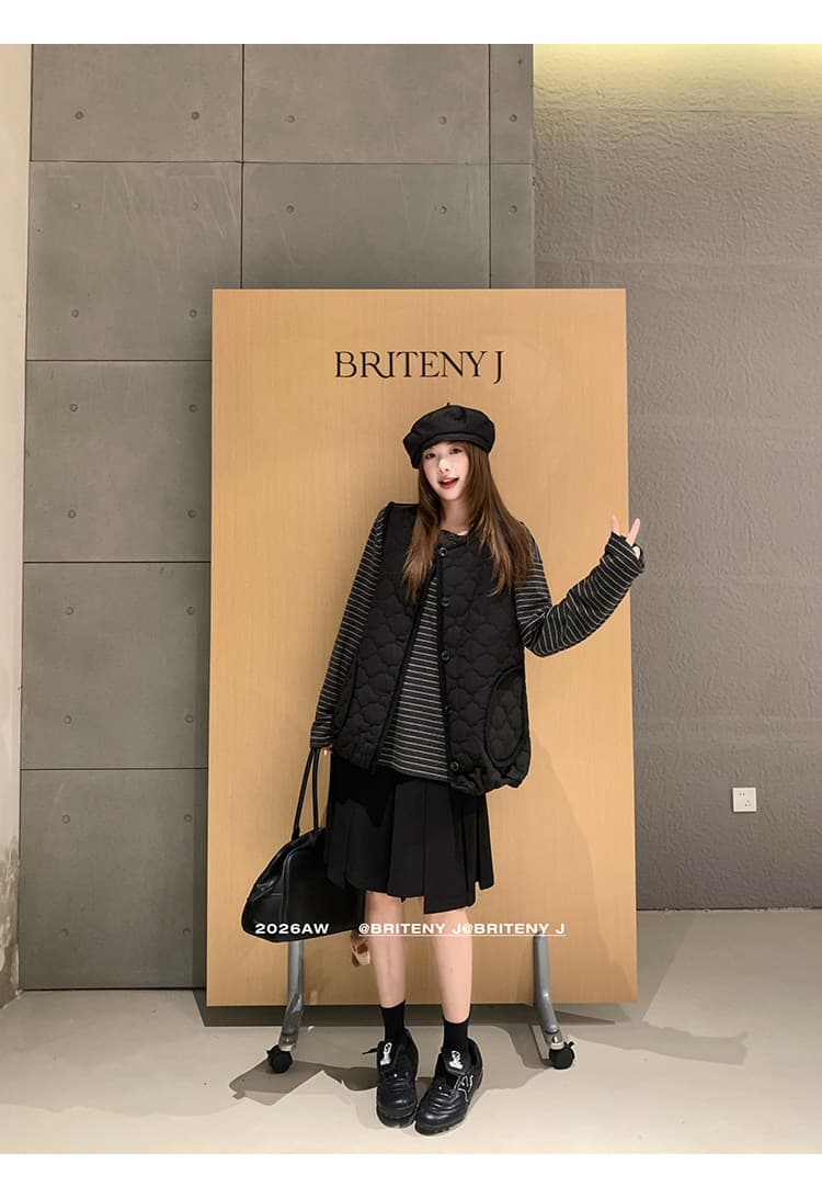스트라이프 배색 헨리넥 긴소매 티셔츠 상세 이미지 30