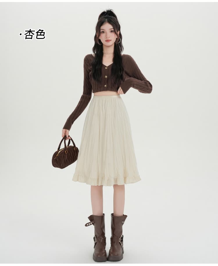 벨벳 주름 플레어 미디 스커트 (4color) 상세 이미지 21
