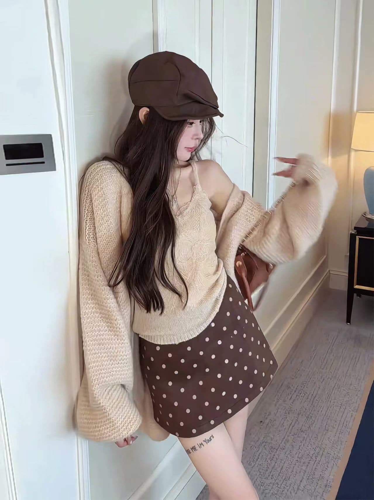 레이스 슬리브리스 가디건 세트 (5color) 상세 이미지 4