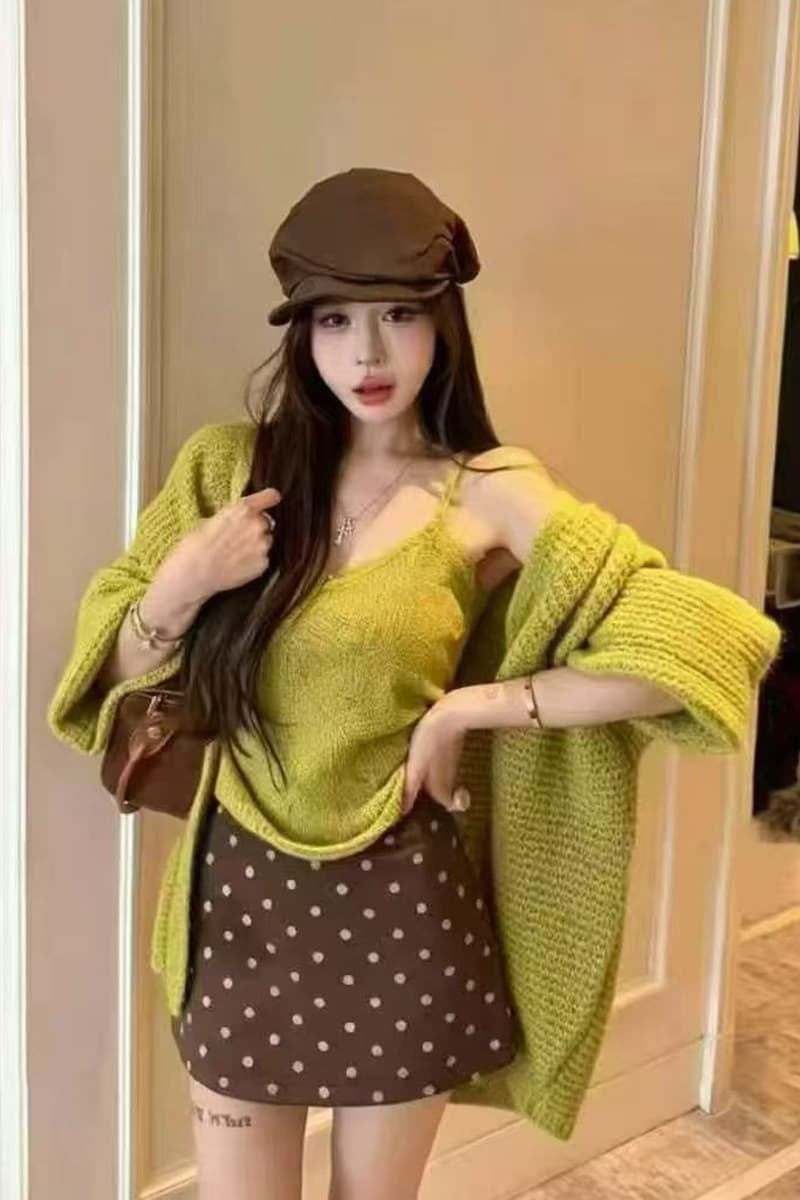 레이스 슬리브리스 가디건 세트 (5color) 상세 이미지 6