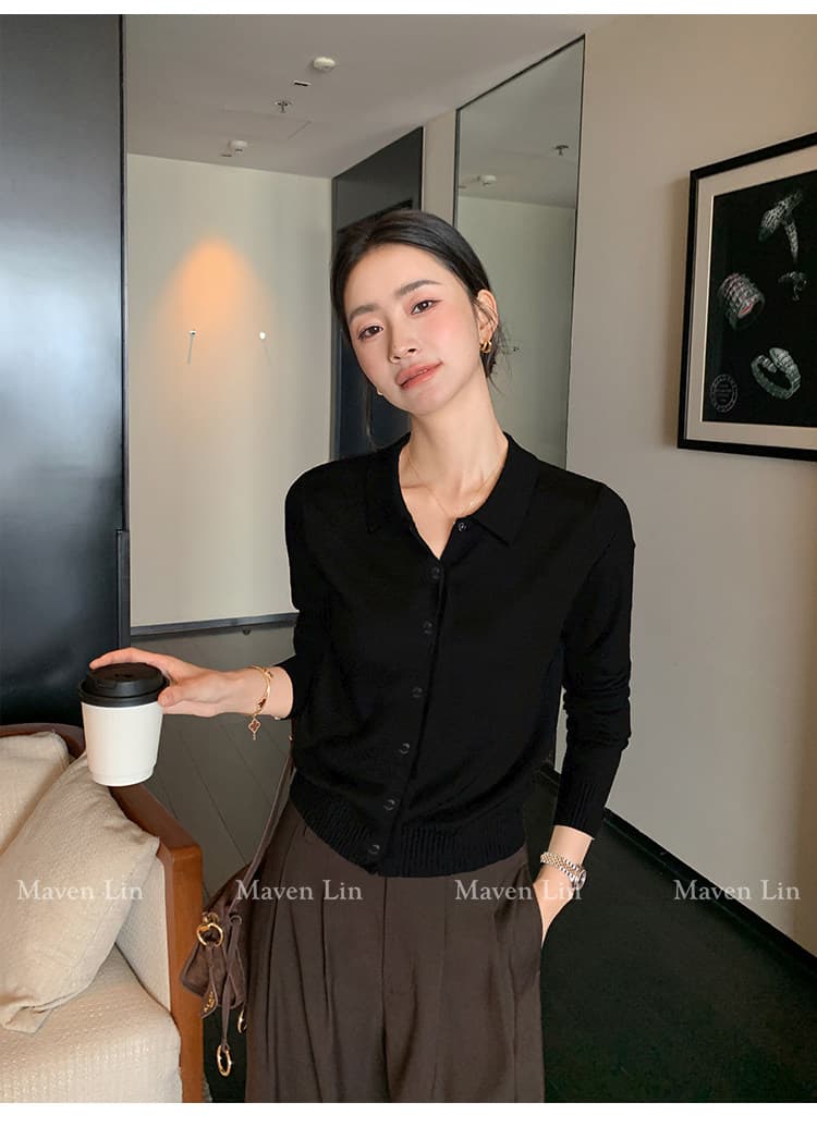 폴드 칼라 울 가디건 (3color) 상세 이미지 11
