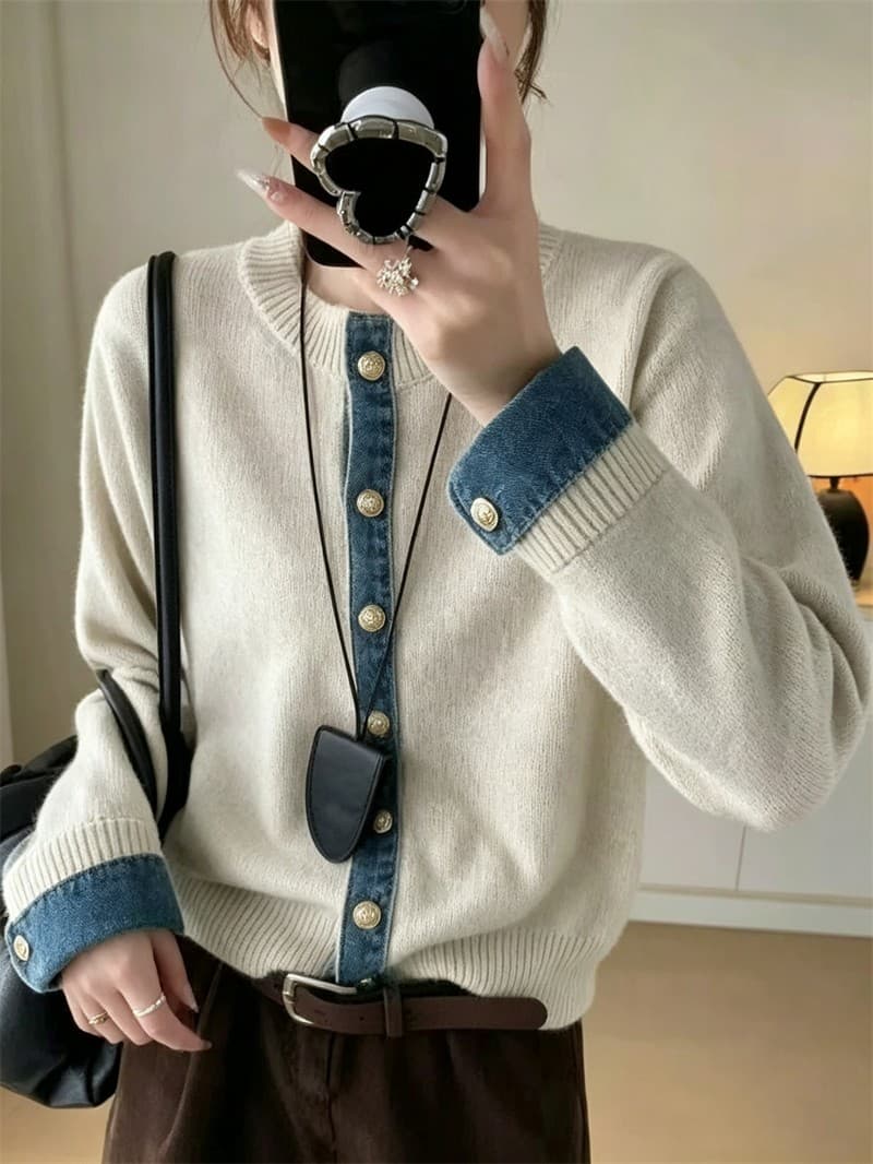 데님 칼라 레이어드 니트 (4color) 상세 이미지 6