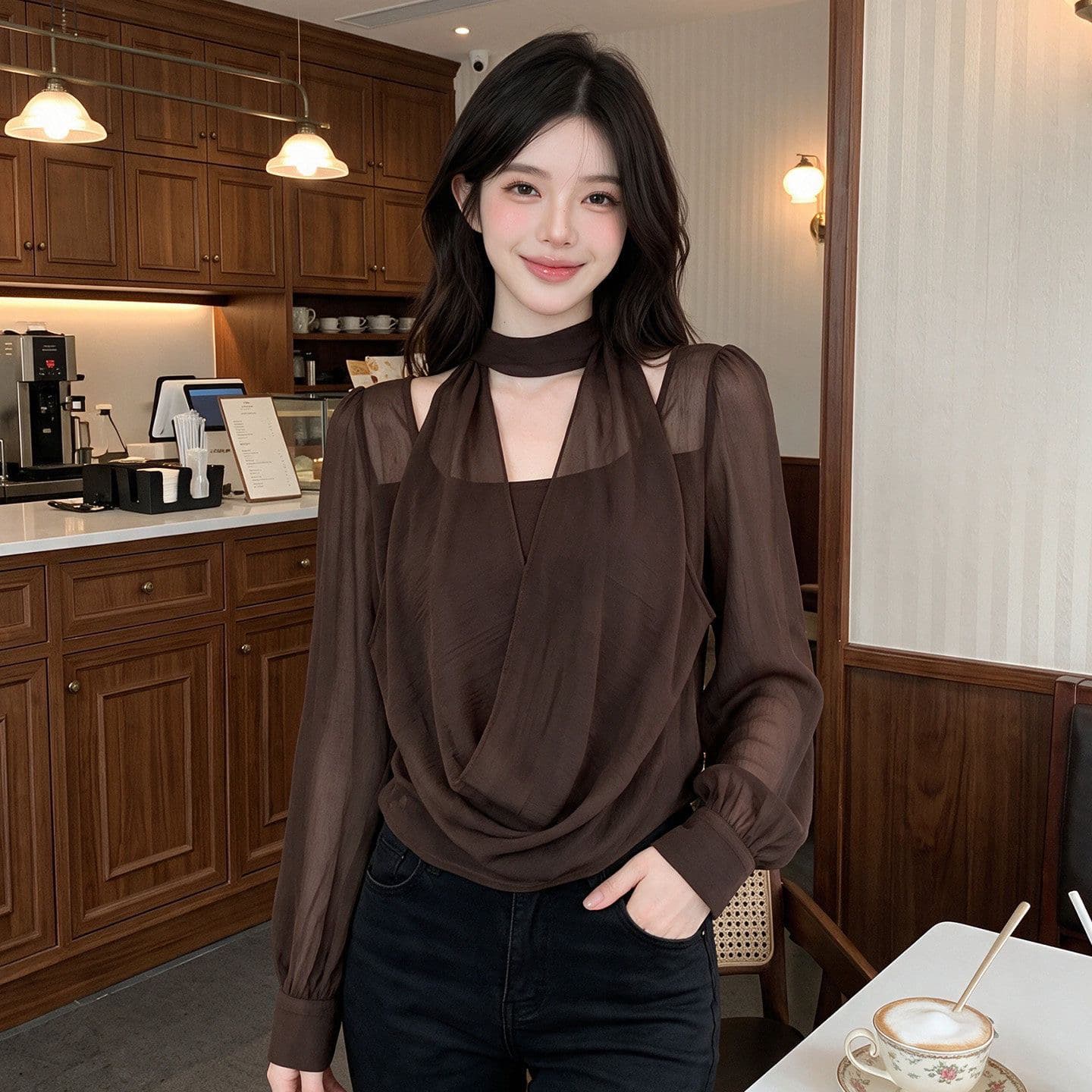 프렌치 쉬폰 블라우스 상세 이미지 5