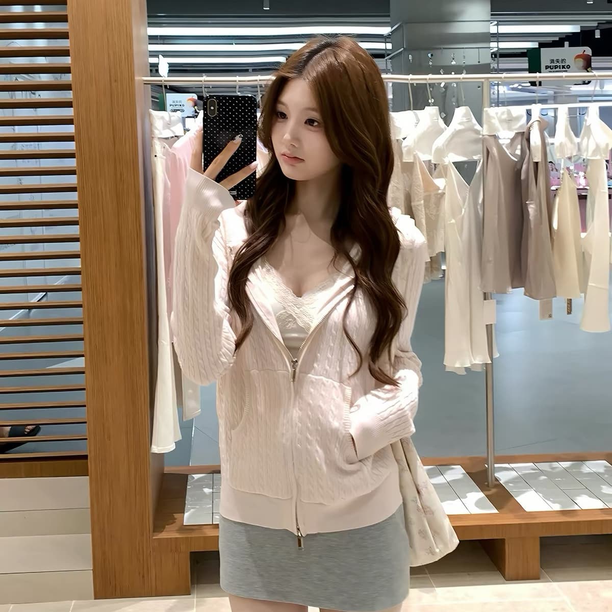 꽈배기 후드 가디건 (3color) 상세 이미지 2