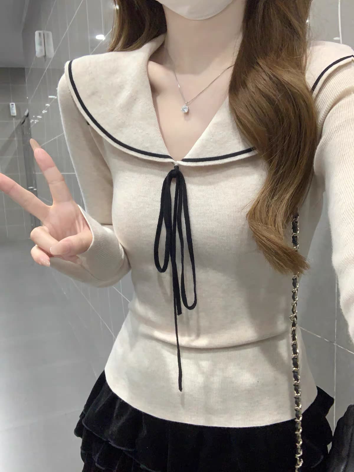 세일러 칼라 니트 상세 이미지 1