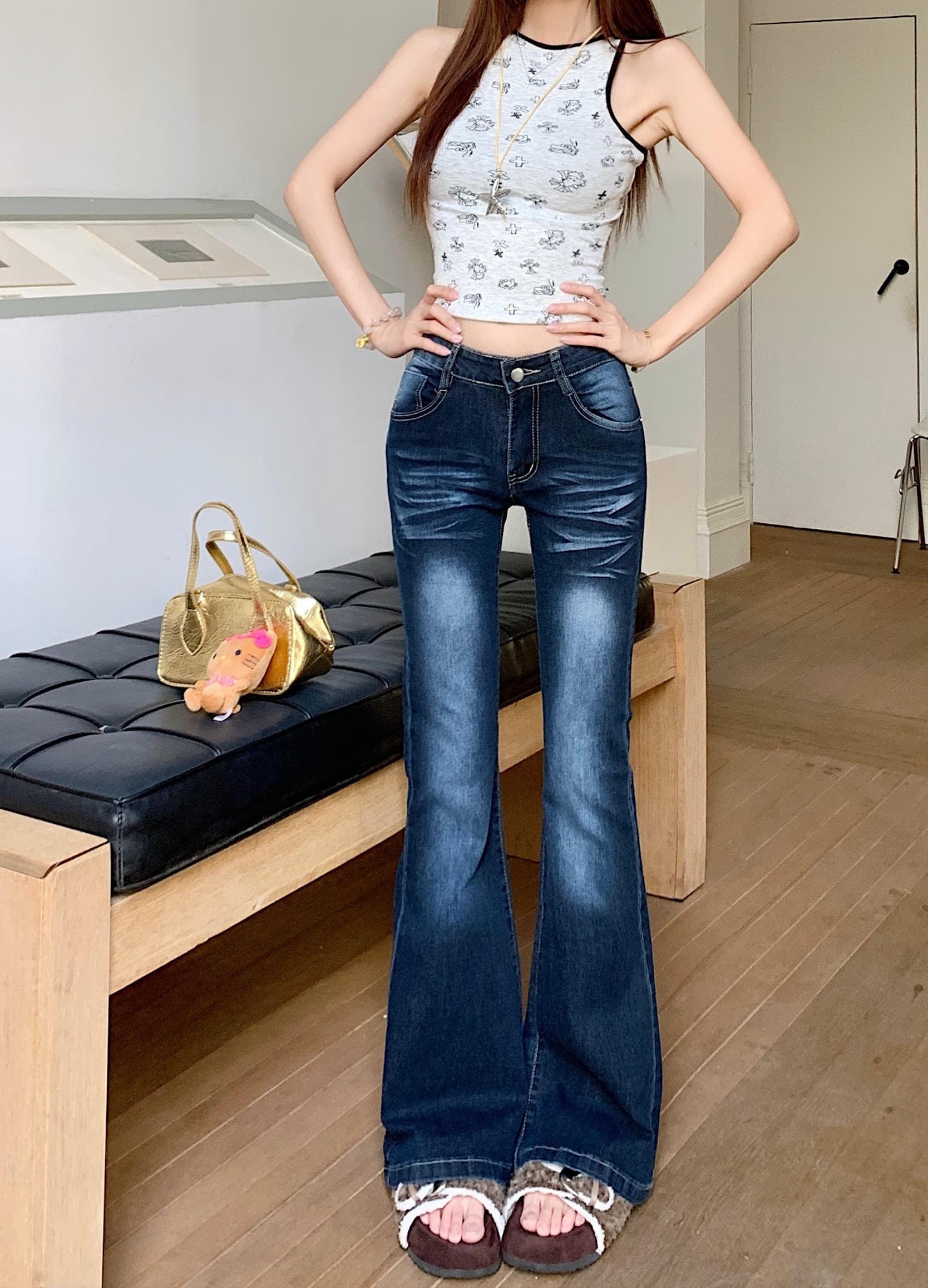 레트로 로우웨이스트 플레어 데님 팬츠 상세 이미지 7